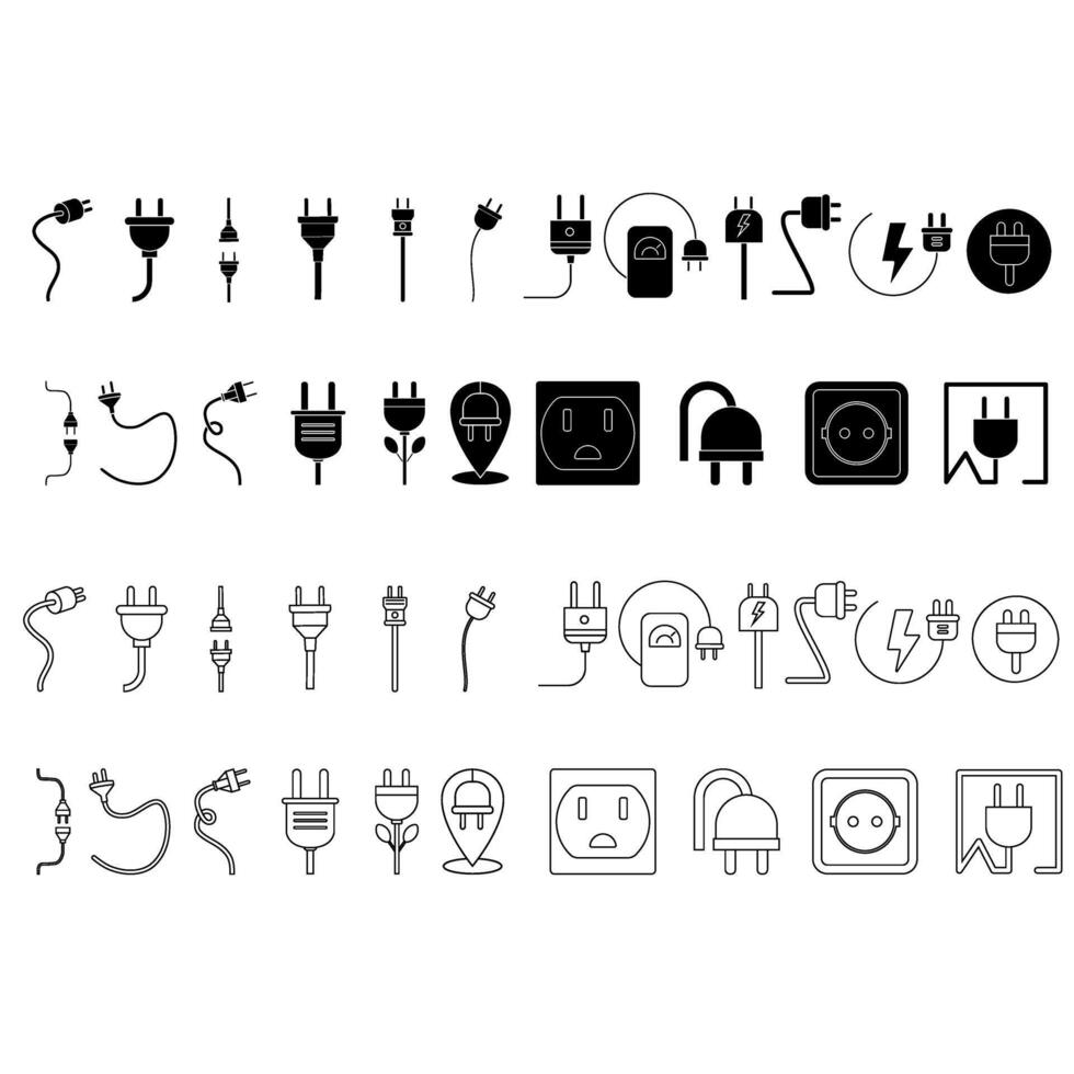 Electricity plug icon set. Charger illustration sign collection. Electricity symbol or logo. vector