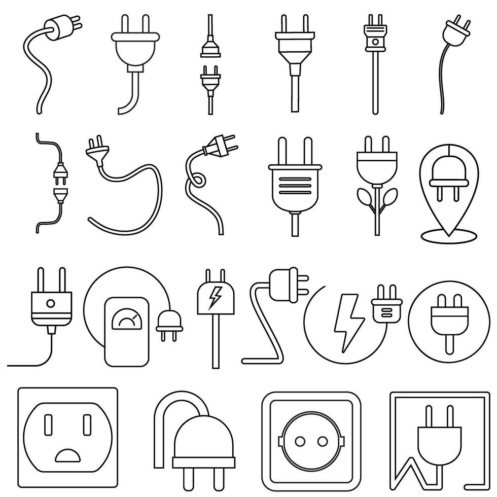 Electricity plug icon set. Charger illustration sign collection. Electricity symbol or logo. vector