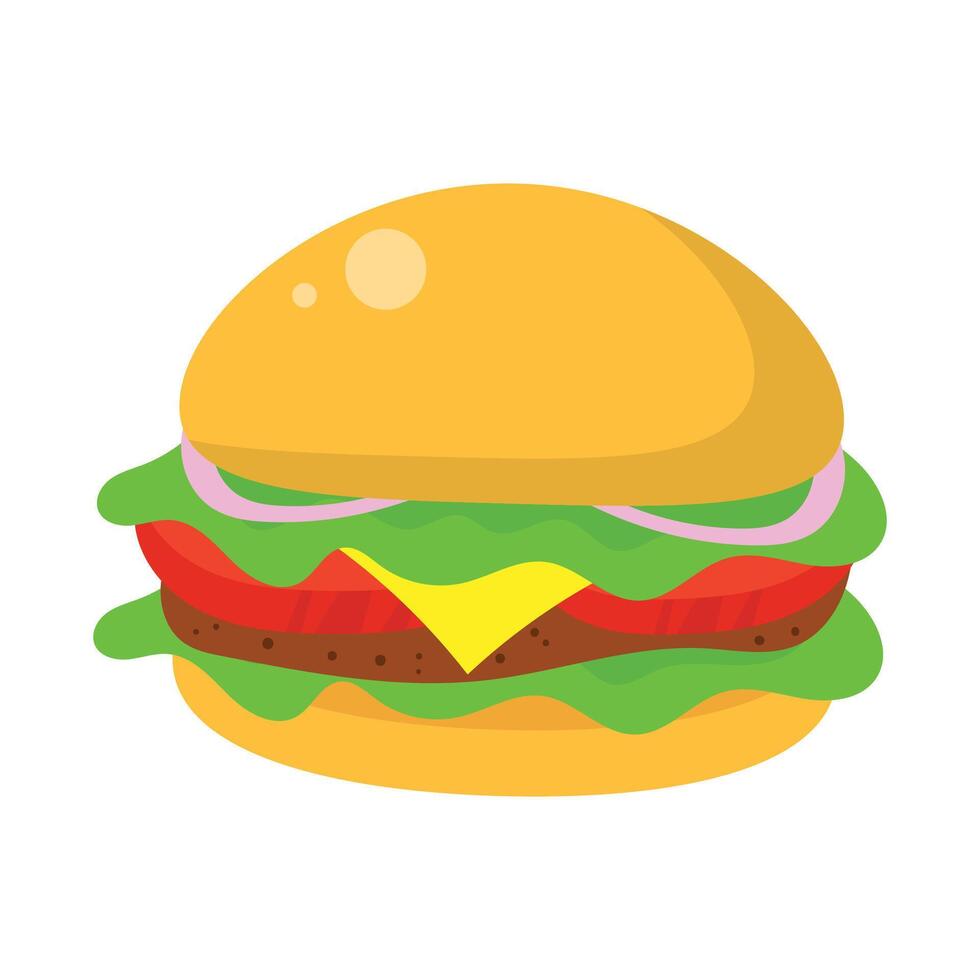 Delicious burger fast food isolated vector