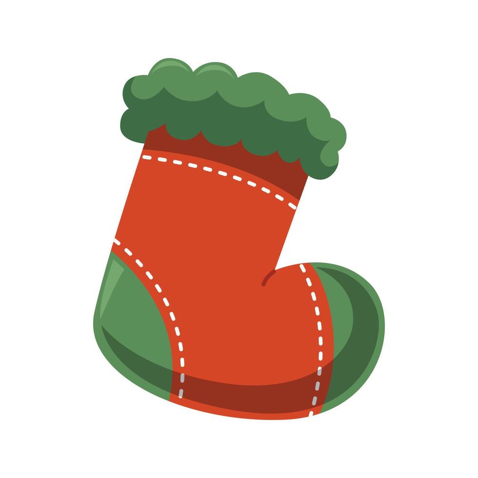 Christmas knitted sock illustration on white background vector