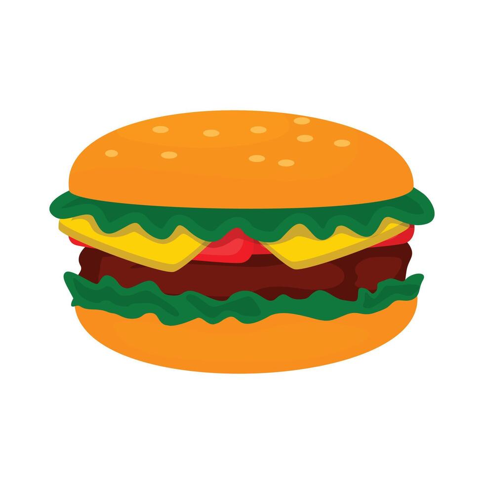 Delicious burger fast food isolated on a white vector