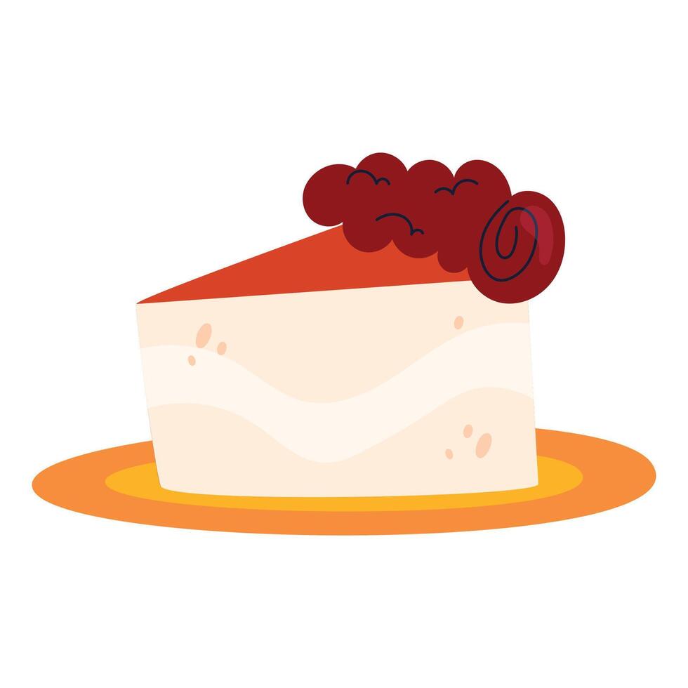 Dessert piece delicious cake illustration on a white vector
