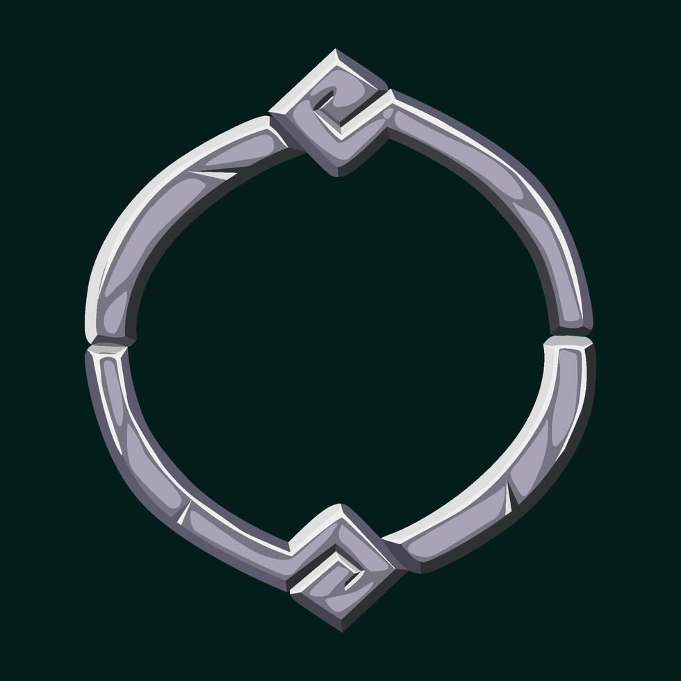 Round stone frame. Empty cartoon frame for your game icons or slot symbols. APP frame vector