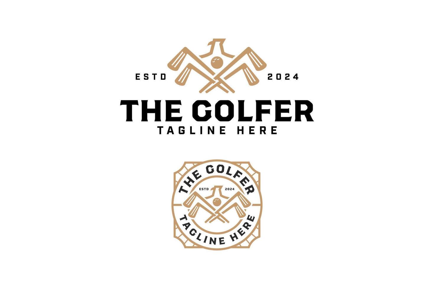 eagle with wings, stick golf, ball badge logo design set for golfer, golf professional team, golf sport and tournament. vector