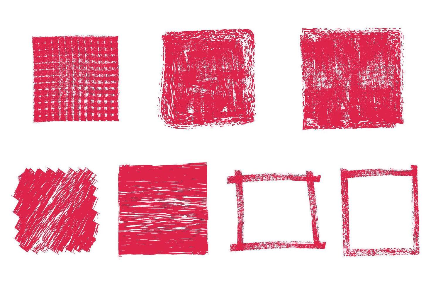 Set of hand drawn red square illustration, blank square shape design elements vector