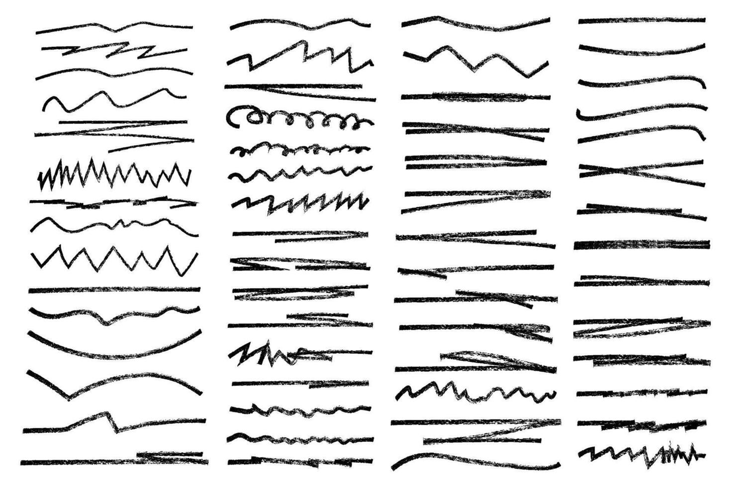 Set of hand drawn marker line illustration design element, grunge strokes, doodle lines underline scribble vector