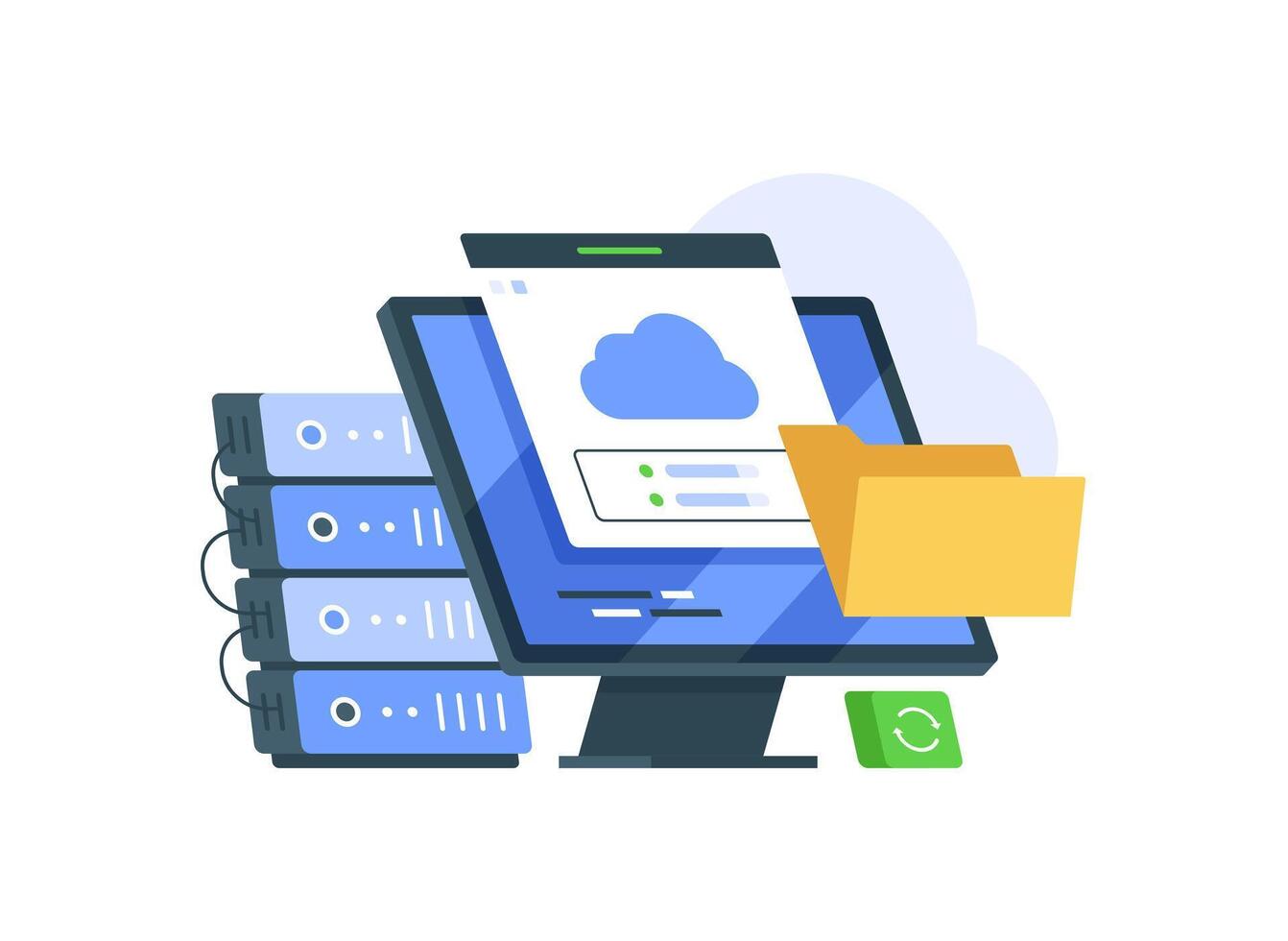 Cloud computing concept,cloud server,device data exchange and file synchronization concept vector