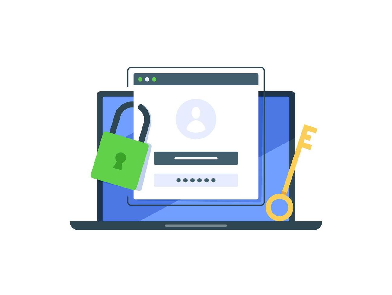 Online authentication concept,Strong password for cyber security, high protection and safety for login account, secure data privacy vector