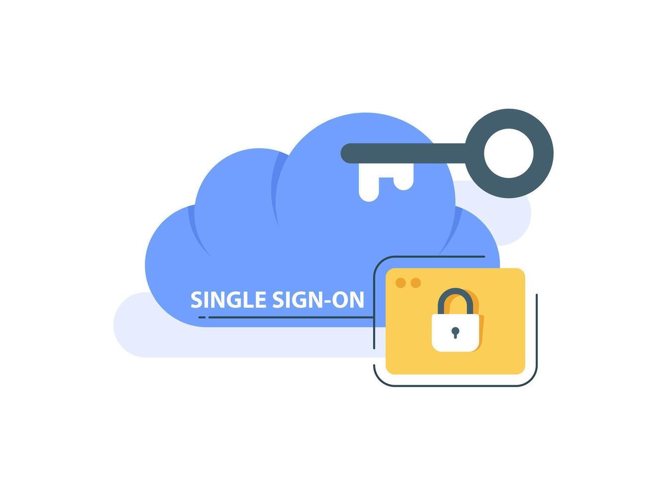 Single Sign-on concept,Login easily with SSO tool,Data protection, Cyber security and privacy concept vector