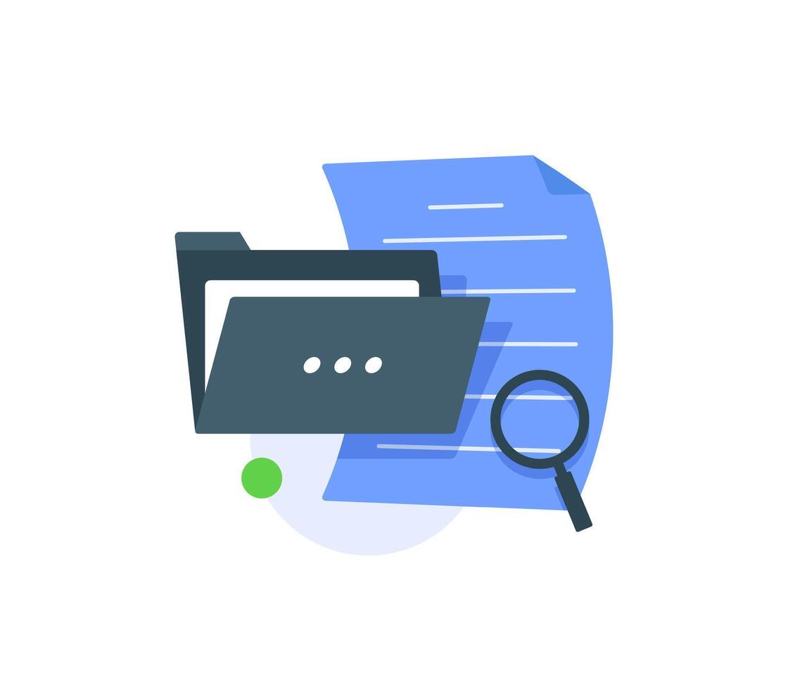 Office folder with documents, searching file directory, search,flat design icon illustration vector