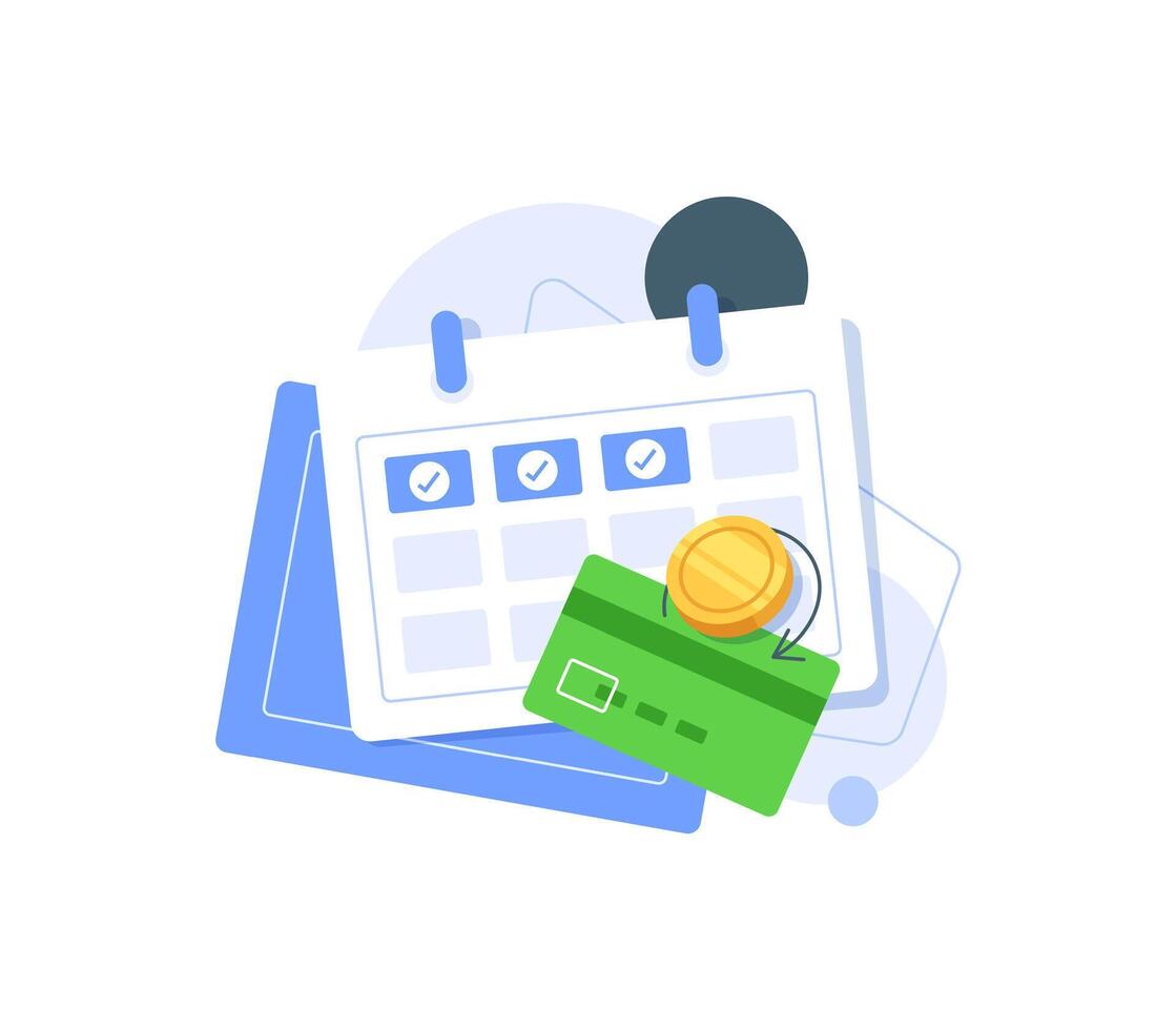 Subscription payment,Calendar with a monthly payment date for a registered member,Monthly subscription payment basis fee concept vector