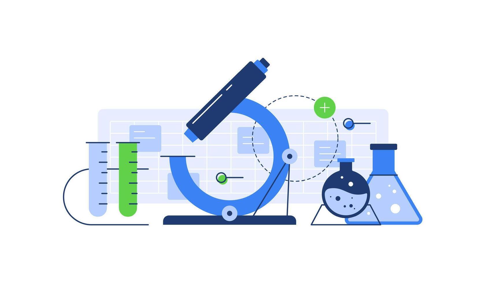 Research,Biology and chemistry, scientific research. Device for analysis of cells and molecules. Education and training vector