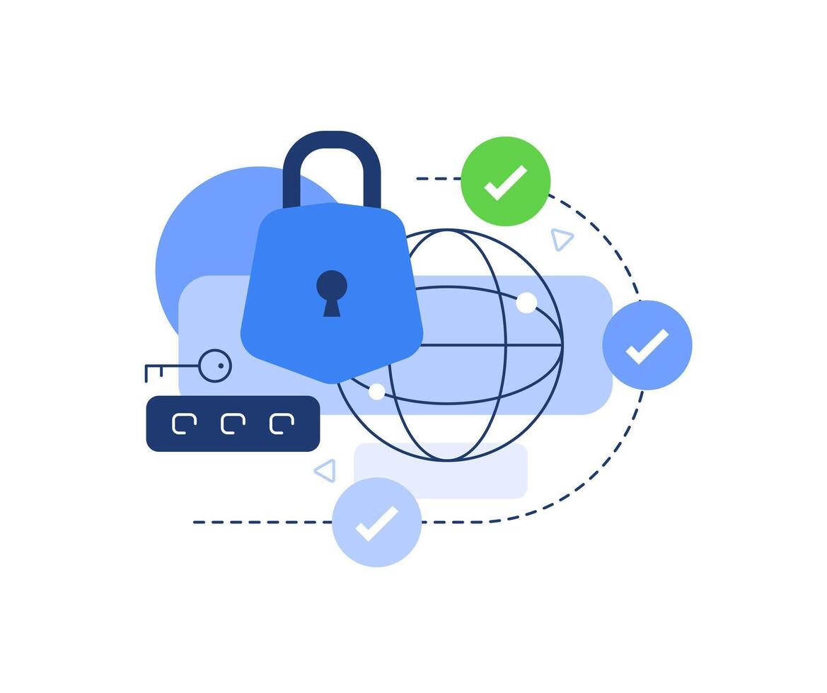 Cloud Security and Data Protection. Online safety, confidentiality of information. Cloud storage vector