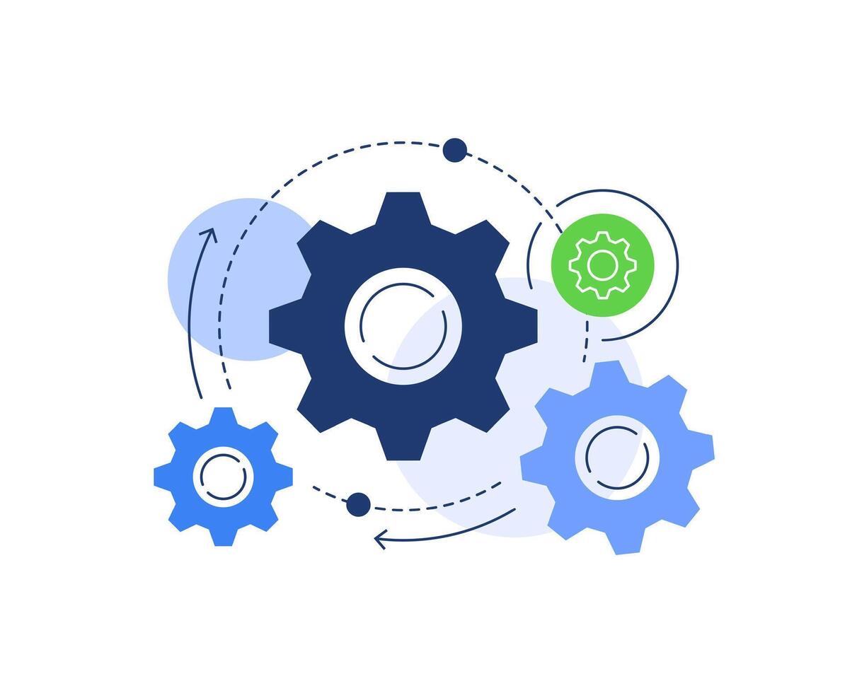 Cogwheels working process,Infographic element,Chart with arrows and wheels vector