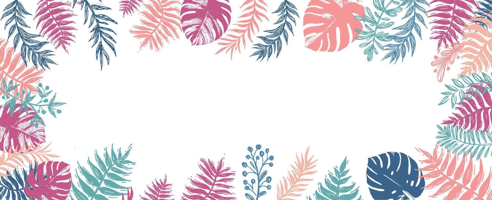 Hello Summer, exotic jungle leaves. . vector