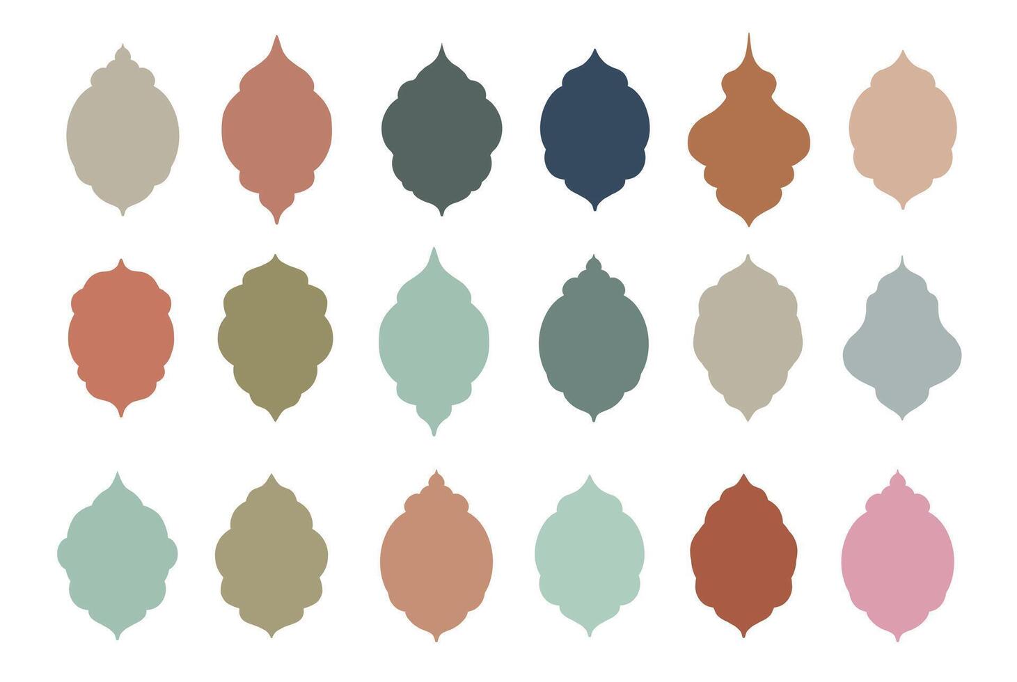 Collection of oriental style Islamic arches and windows. vector
