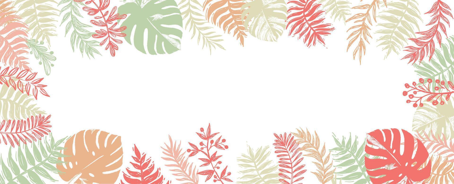 Hello Summer, exotic jungle leaves. . vector
