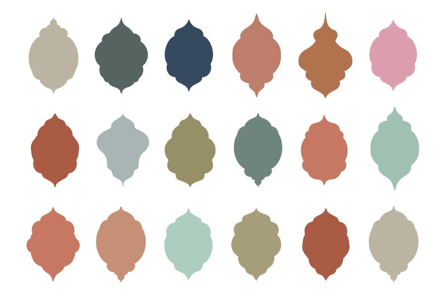 Collection of oriental style Islamic arches and windows. vector