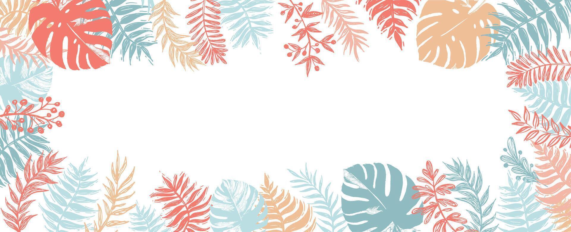 Hello Summer, exotic jungle leaves. . vector