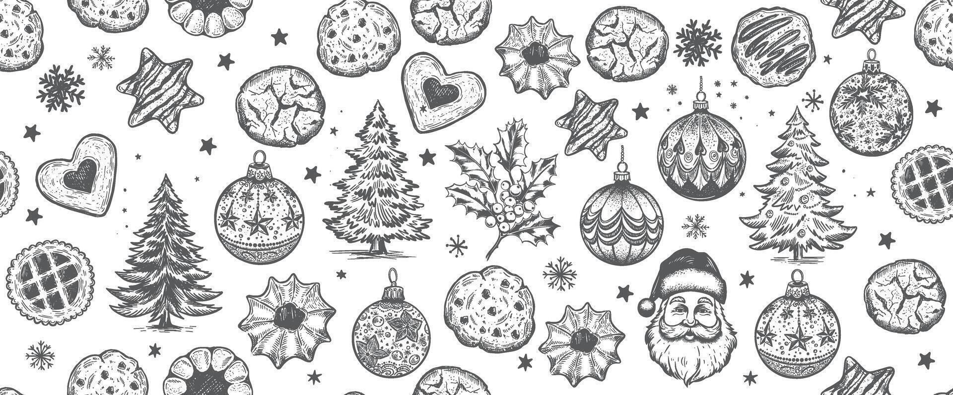 Christmas Cookie and ball set, Hand drawn illustration vector