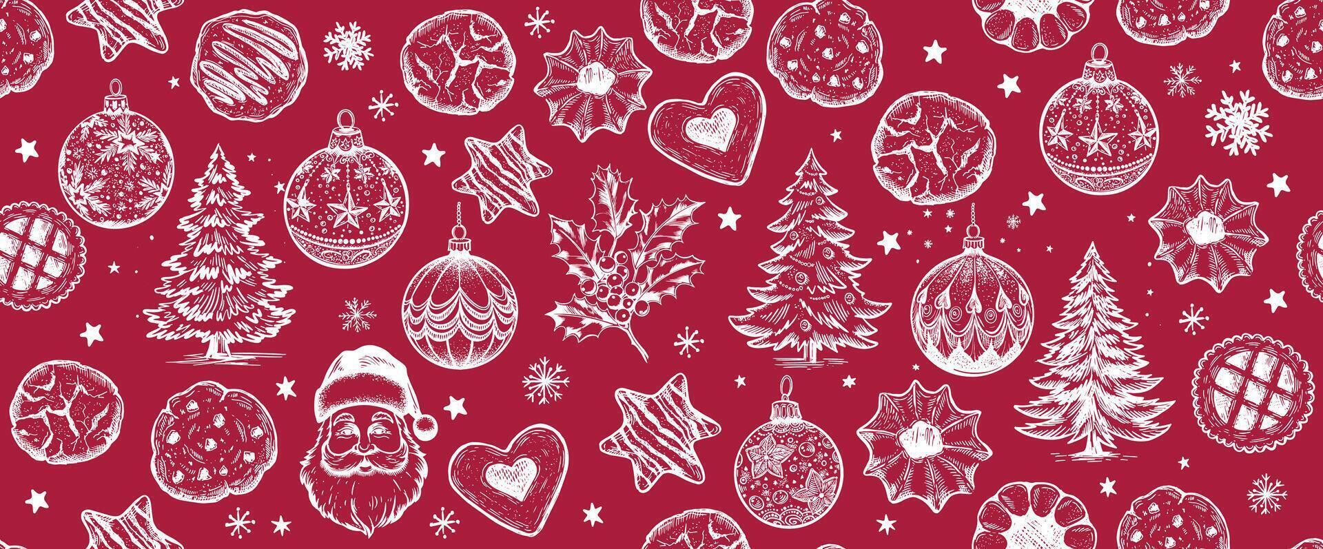 Christmas Cookie and ball set, Hand drawn illustration vector