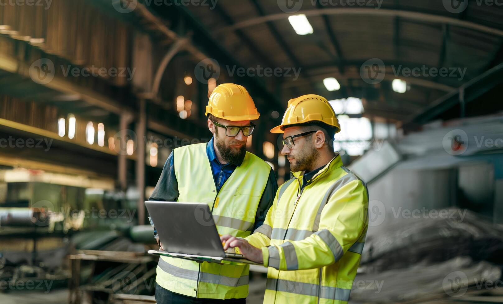 Engineers Using Digital Technology to Monitor Wind Turbine Maintenance.Generated image photo