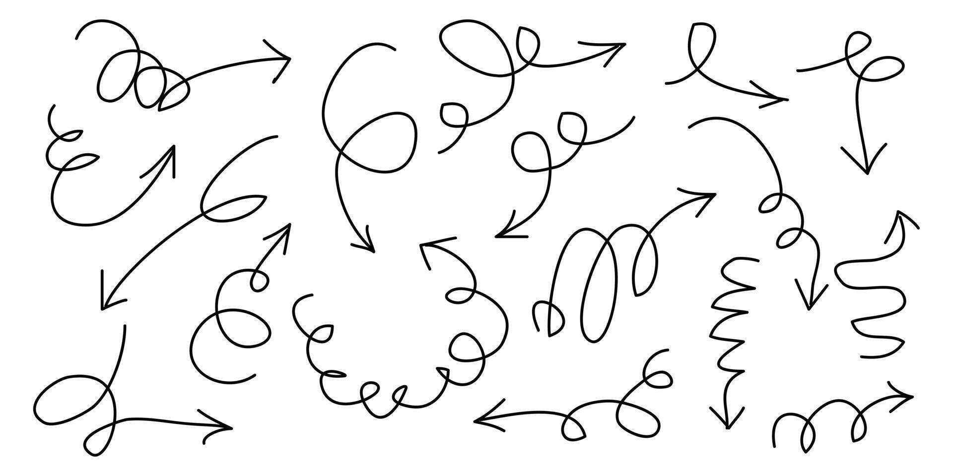 hand drawn Arrows icons Set. arrow icon with various directions. isolated on a white background vector