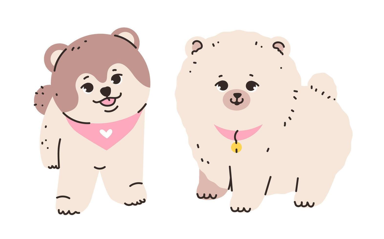 Playful spitz with its characteristic fluffy fur and alert expression. Dog isolated on a white background. vector