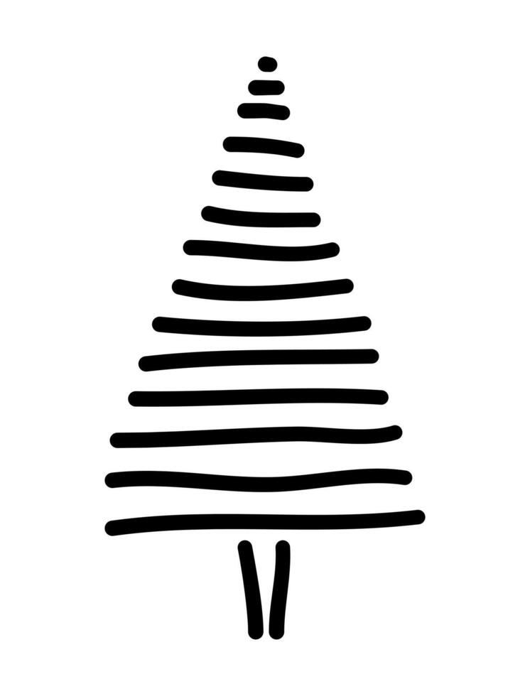 Doodle fir tree set. Hand drawn various Christmas trees isolated on a white background. illustration vector