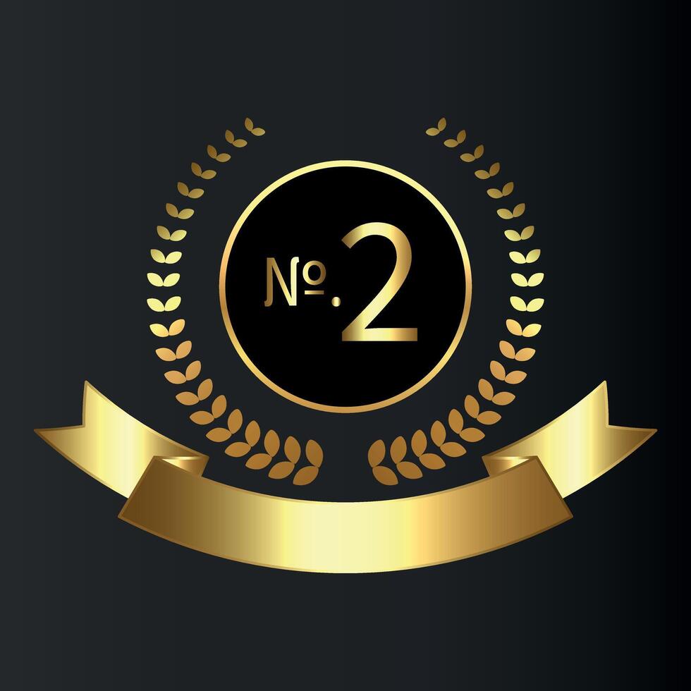 Gold award, laurel wreaths, Ranking, Medal, Crown and Ribbon. VIP. Luxury Golden labels vector