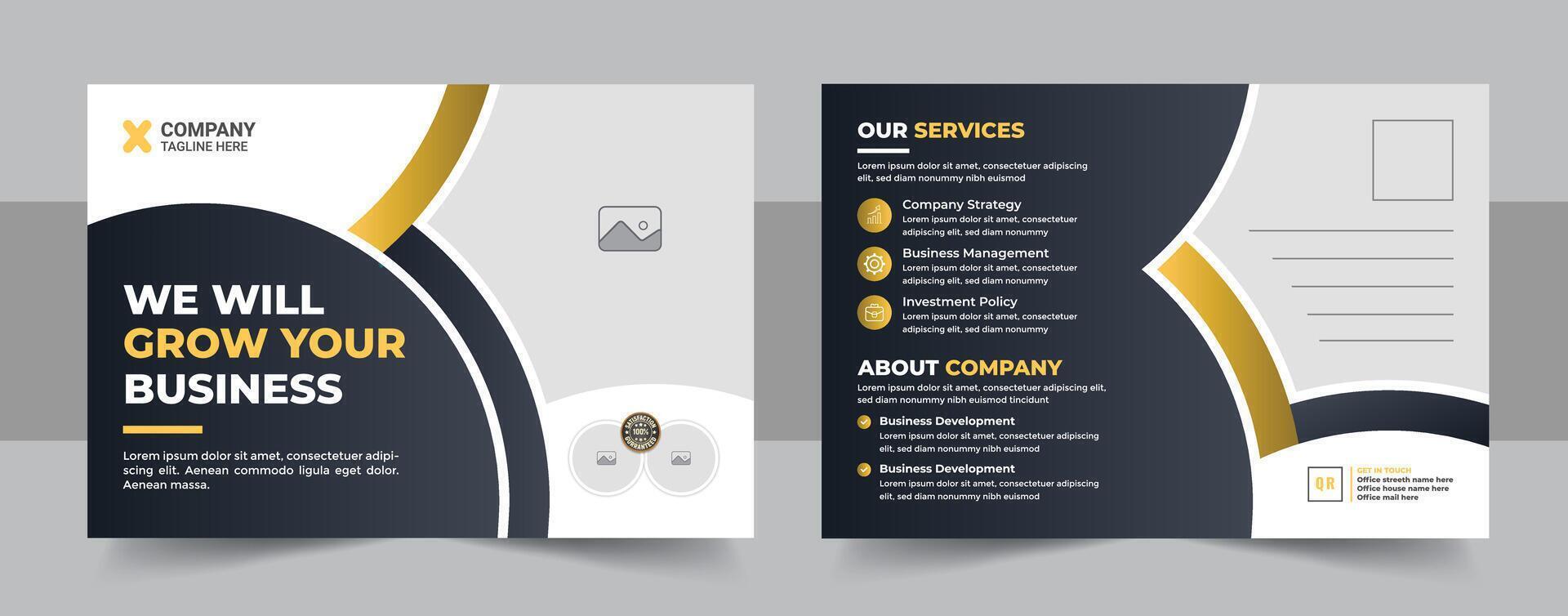 Creative corporate business modern post card design template layout, professional, Elegant postcard design, marketing postcard design, business postcard design, real estate postcard design vector