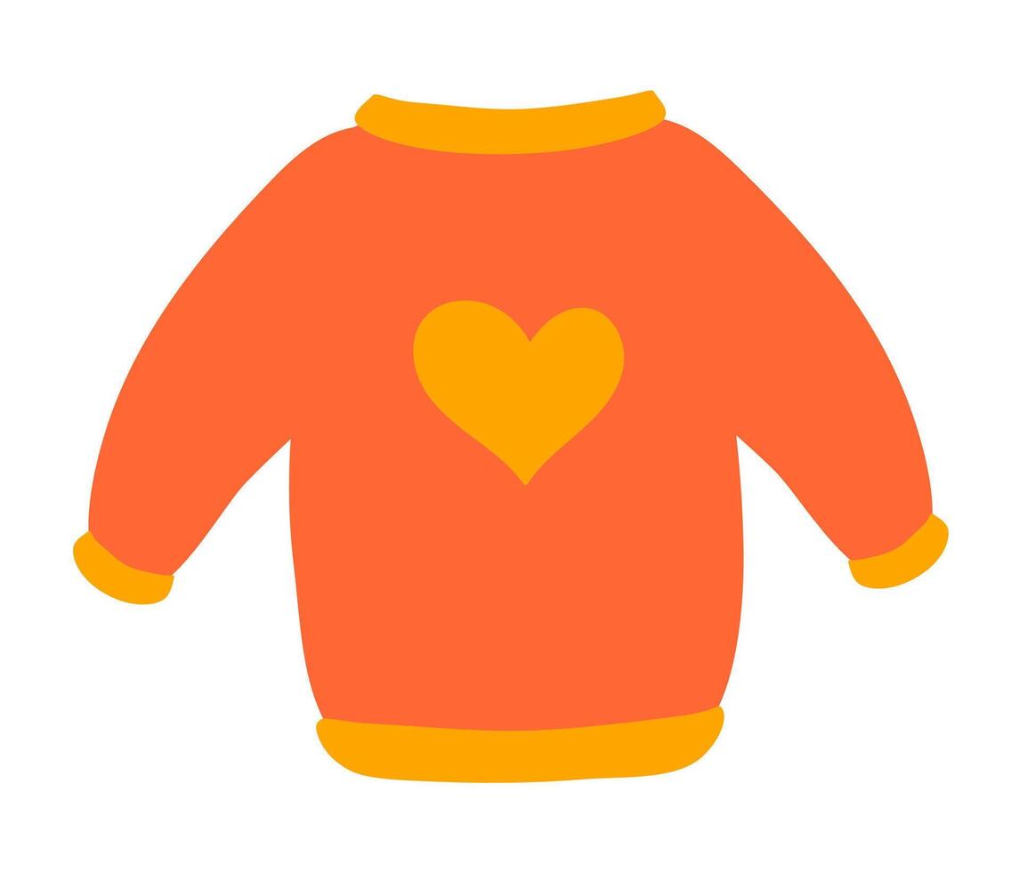 Autumn sweater with heart design. Cozy fall. flat illustration. vector