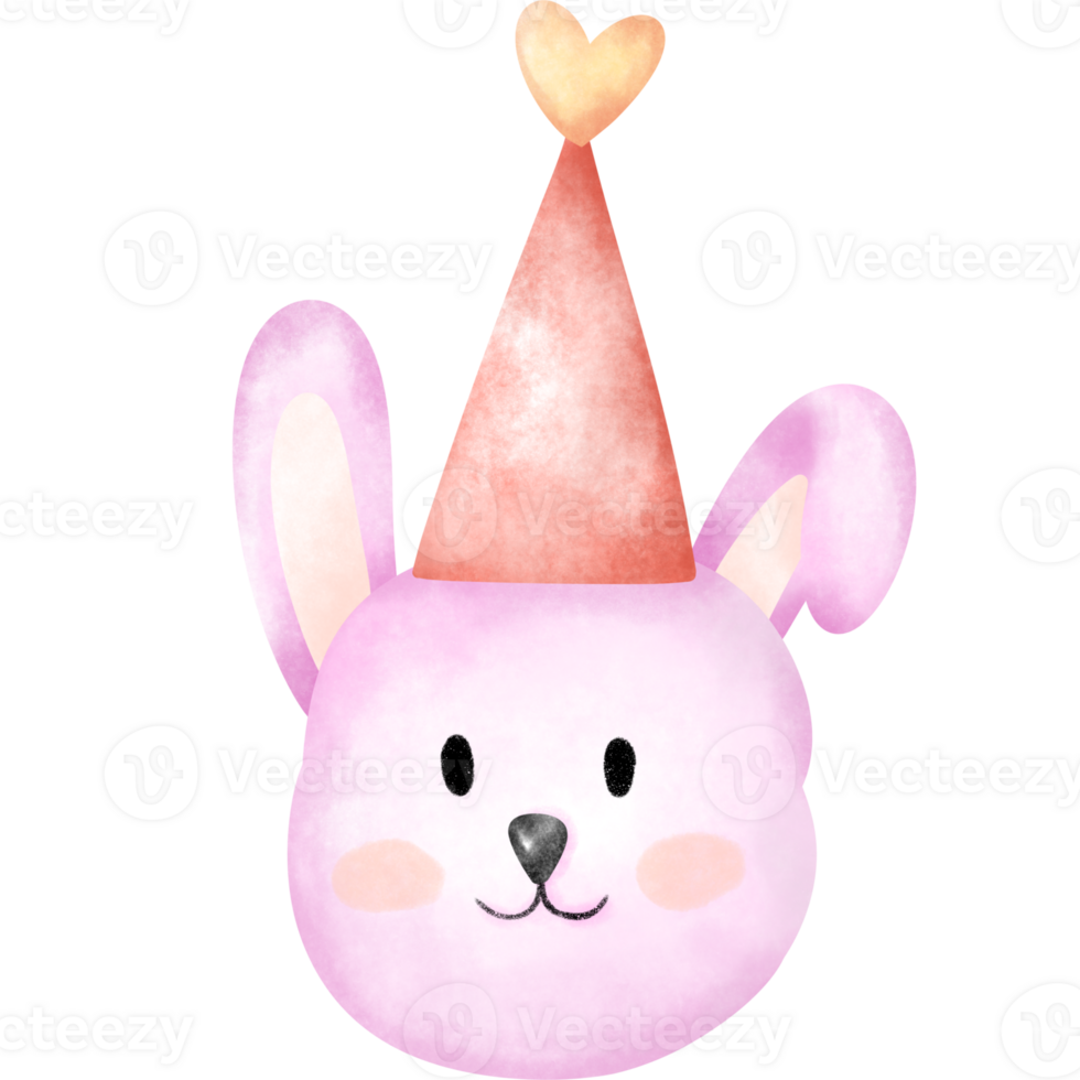 pink bunny rabbit wearing a party hat png