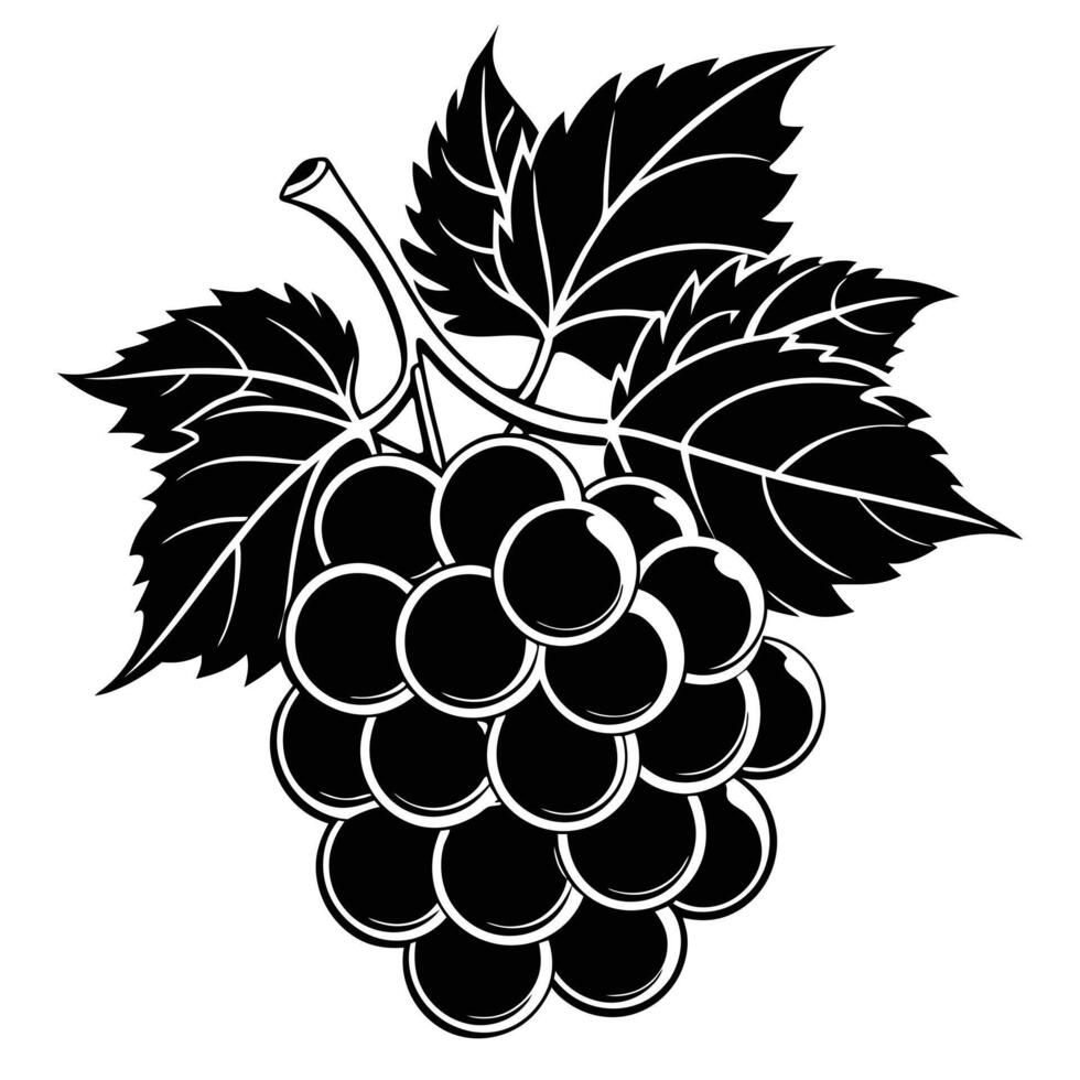 Grapes leaves silhouette vector