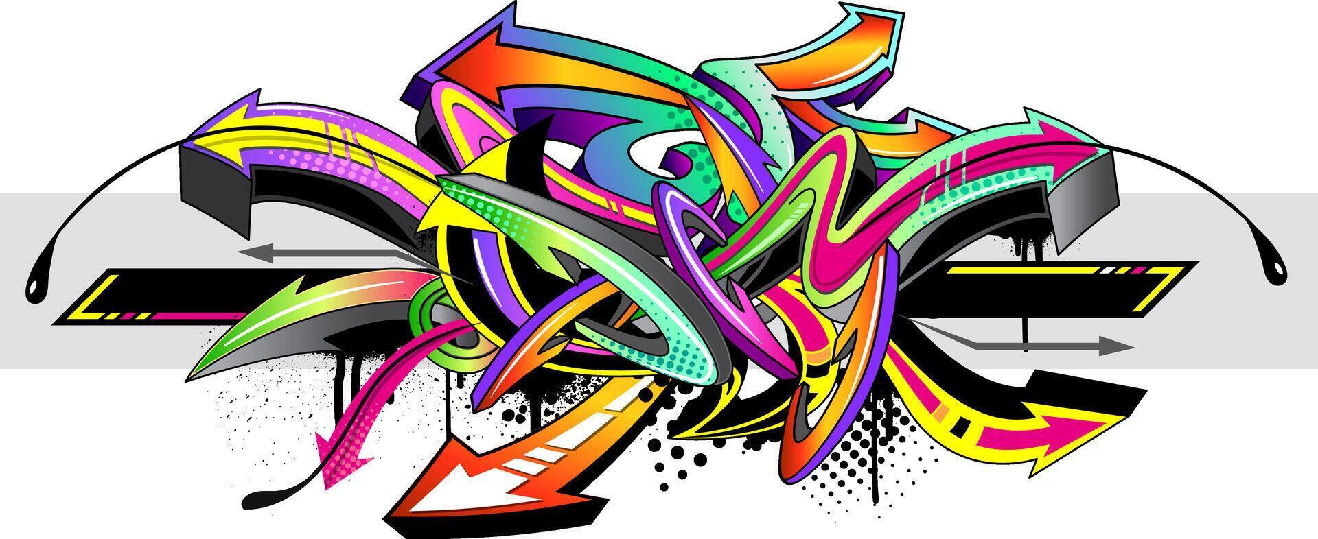 Abstract colorful graffiti art background. Decorative arrows in graffiti styles vector
