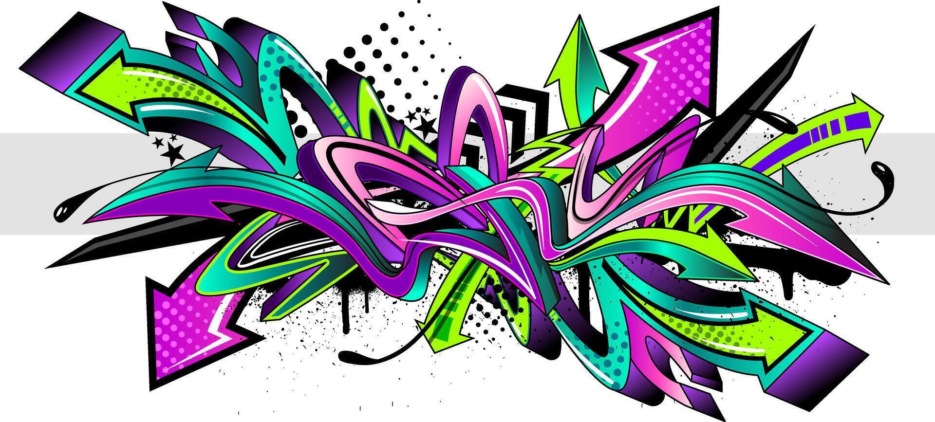 Abstract colorful graffiti art background. Decorative arrows in graffiti styles vector