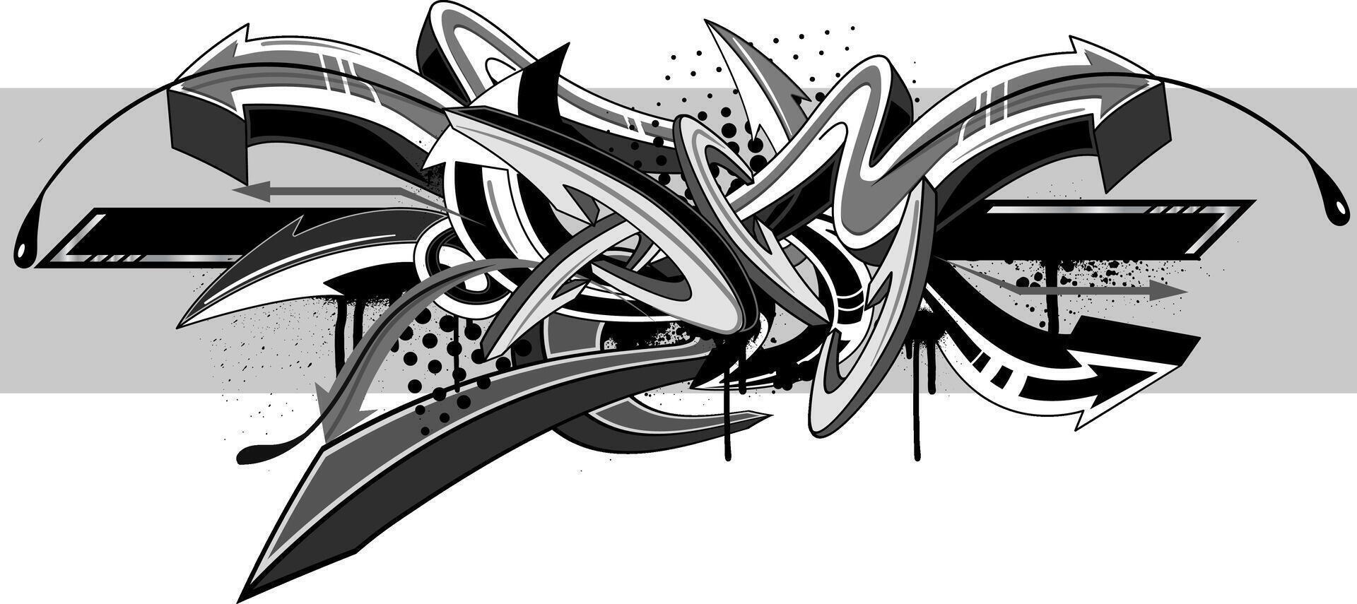 Abstract black and white graffiti art background. Decorative arrows in graffiti styles vector