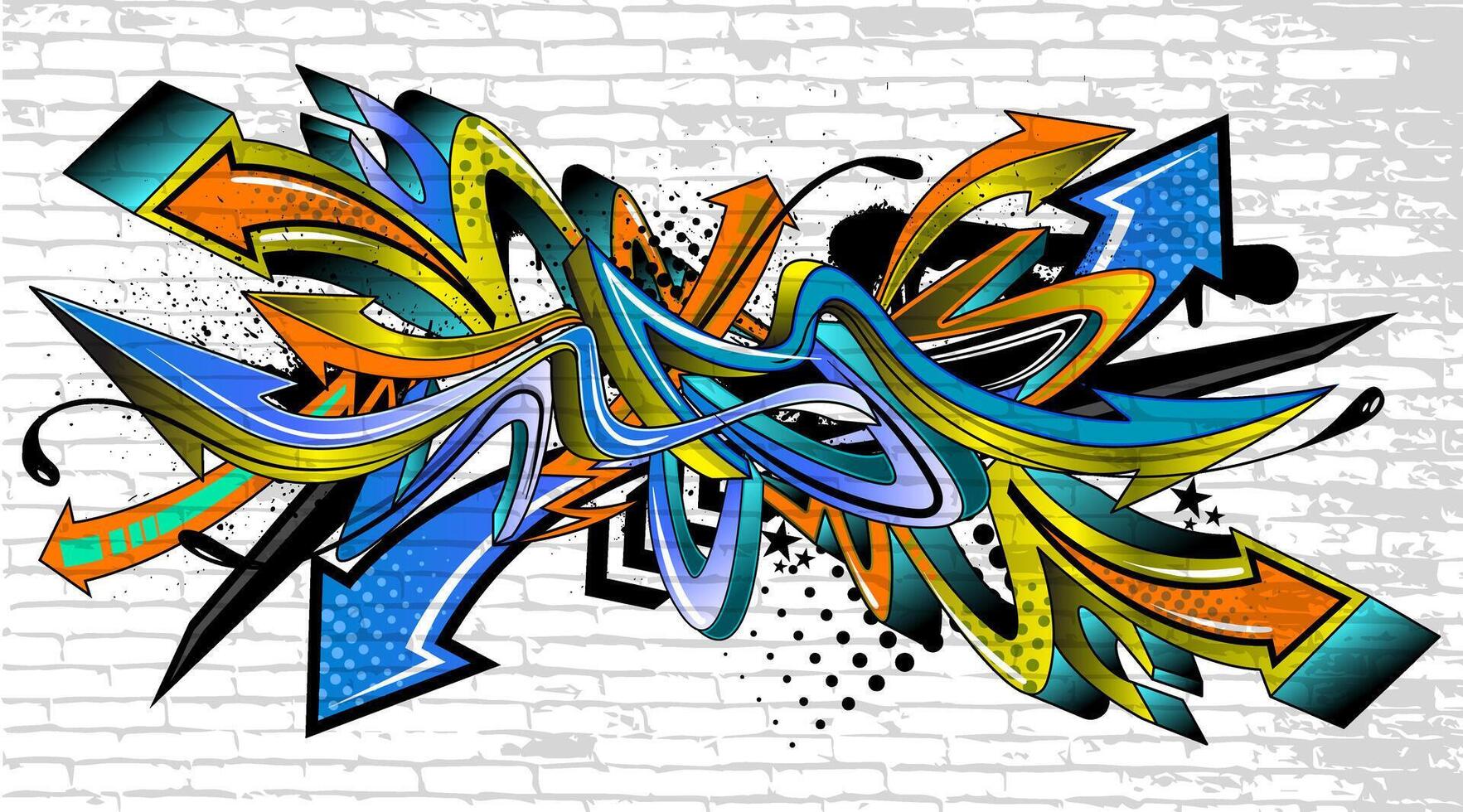 Abstract colorful graffiti art background. Decorative arrows in graffiti styles vector