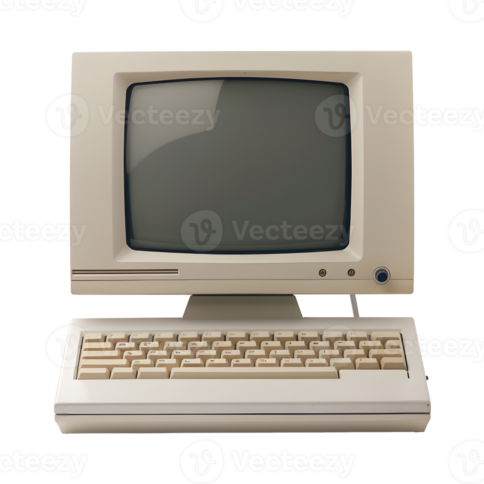 Old computer on transparent background png