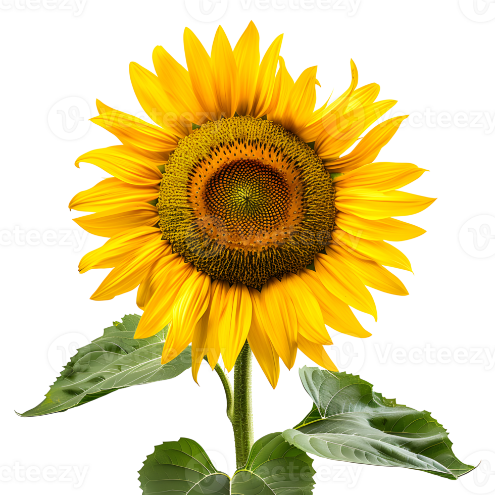 One sunflower alone isolated on transparent background png