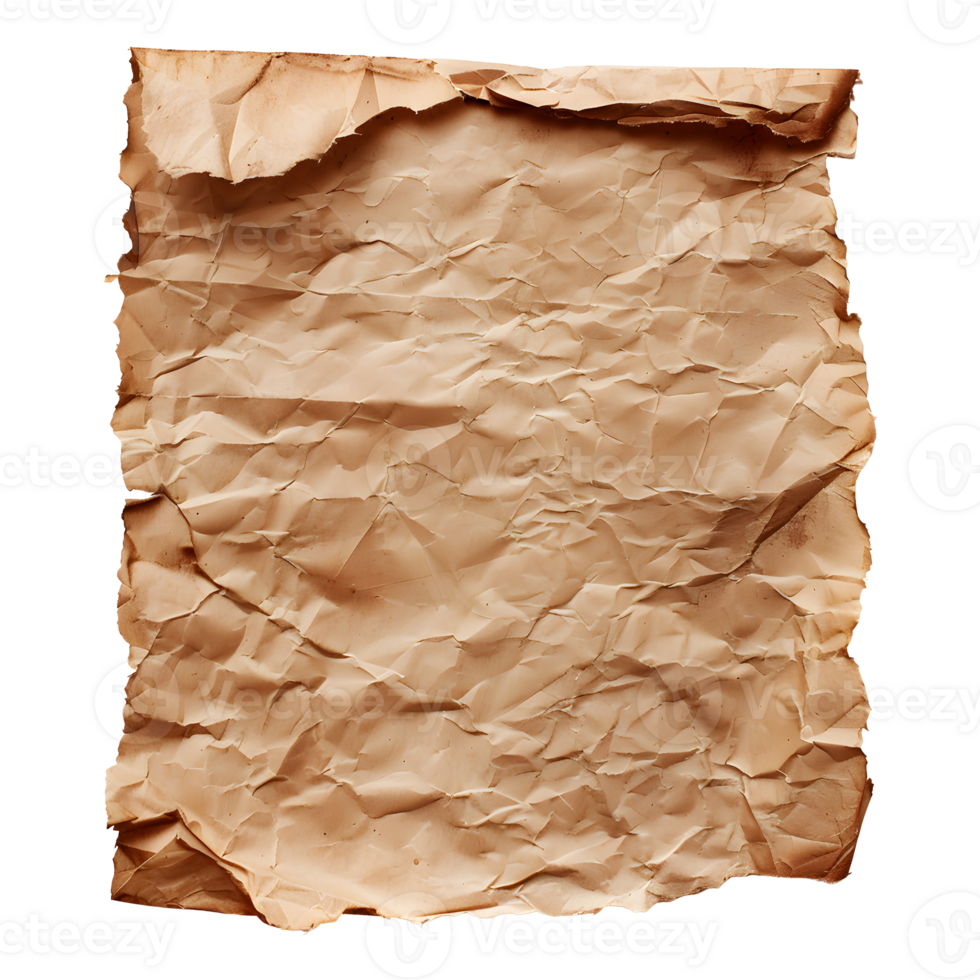 Old paper isolated on transparent background png