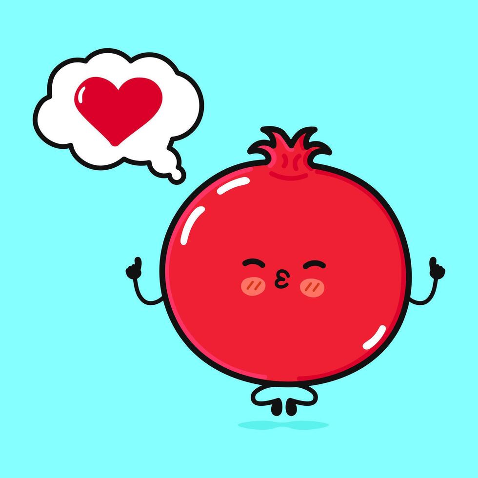 Angry Pomegranate fruit character. hand drawn cartoon kawaii character illustration icon. Isolated on blue background. Sad Pomegranate fruit character concept vector