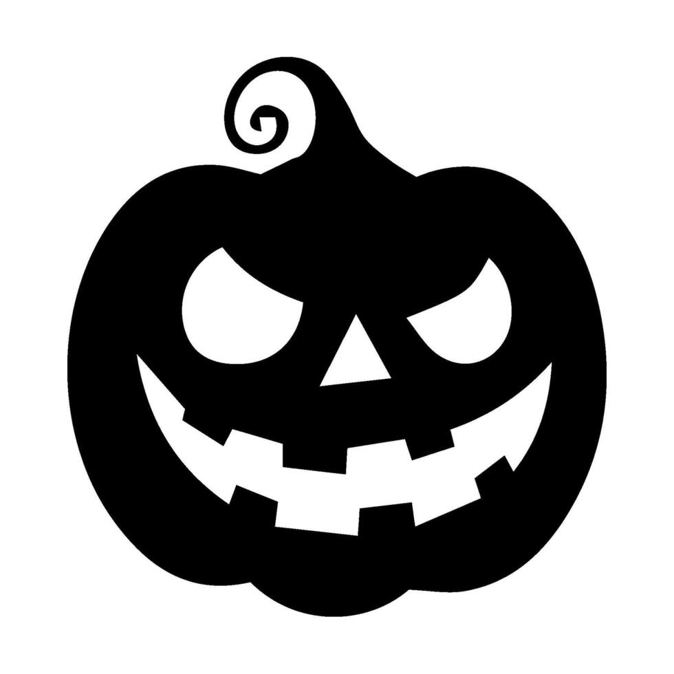 Spooky Pumpkin Silhouette Icon. Scary Jack-O'-Lantern with Grinning Expression and Glowing Eyes. Isolated on Transparent Background. Halloween Party Posters, Trick or Treat Graphics Horror Icons vector