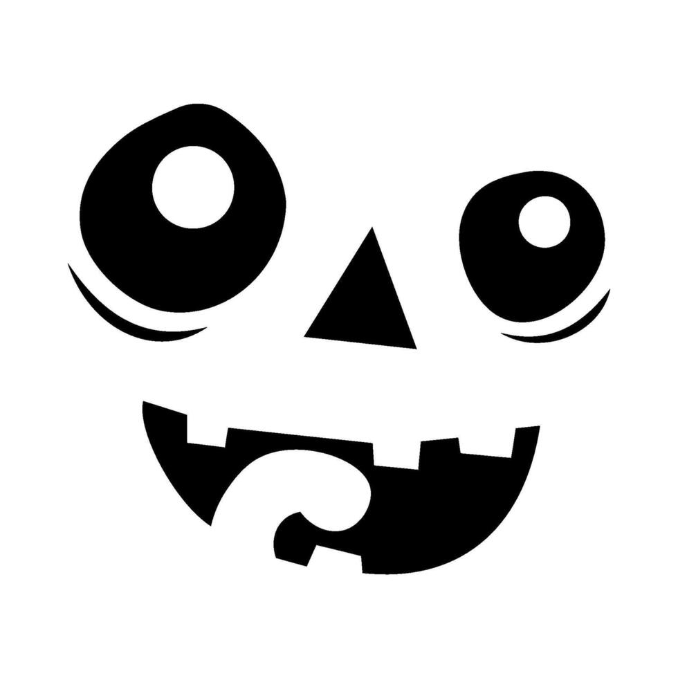 Crazy Pumpkin Face Silhouette Halloween. Spooky Jack-o'-Lantern Illustration on Transparent Background. Creepy Scary Graphic Clip Art Icon. Perfect for October Parties and Decorations. Isolated vector