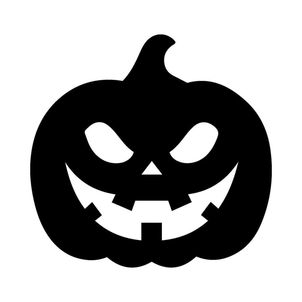 Spooky Pumpkin Silhouette Icon. Scary Jack-O'-Lantern with Grinning Expression and Glowing Eyes. Isolated on Transparent Background. Halloween Party Posters, Trick or Treat Graphics Horror Icons vector
