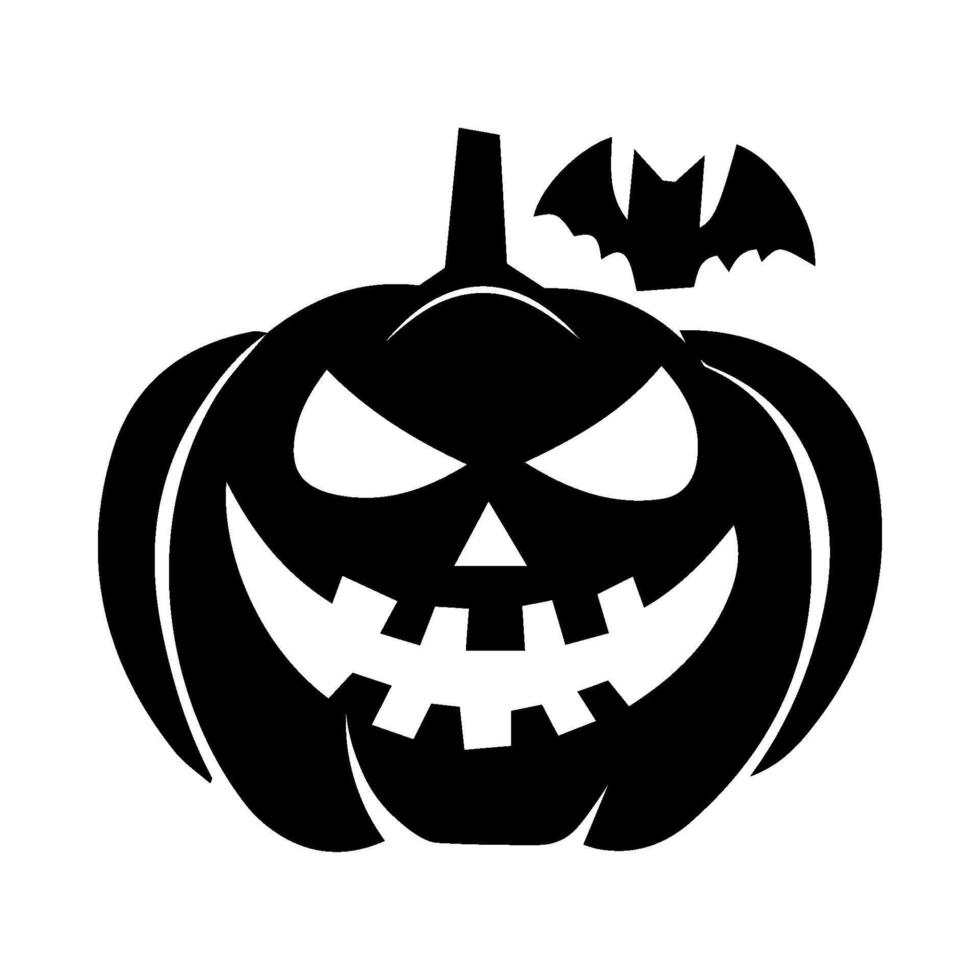 Halloween Pumpkin Silhouette Icon. Grinning Jack-O'-Lantern with Evil Smile and Carved Features. Isolated on Transparent Background. For Spooky Party Posters, Trick or Treat Horror Illustrations vector