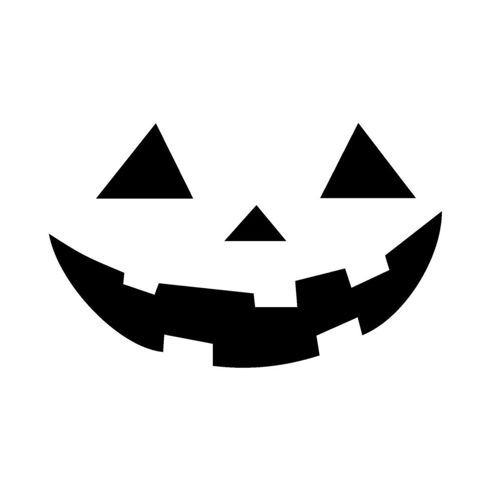 Stupid Smile Halloween Pumpkin Face Silhouette Icon. Horror and Fear-Themed Illustration. Spooky Jack-o'-Lantern with Teeth Isolated on Transparent Background. Perfect for October Parties. vector