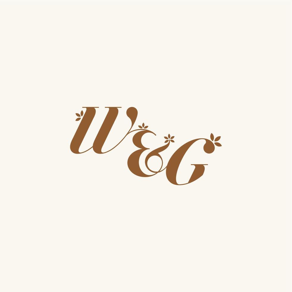 organic and nature concept WG beauty bold monogram leaf logo letter initial wedding vector