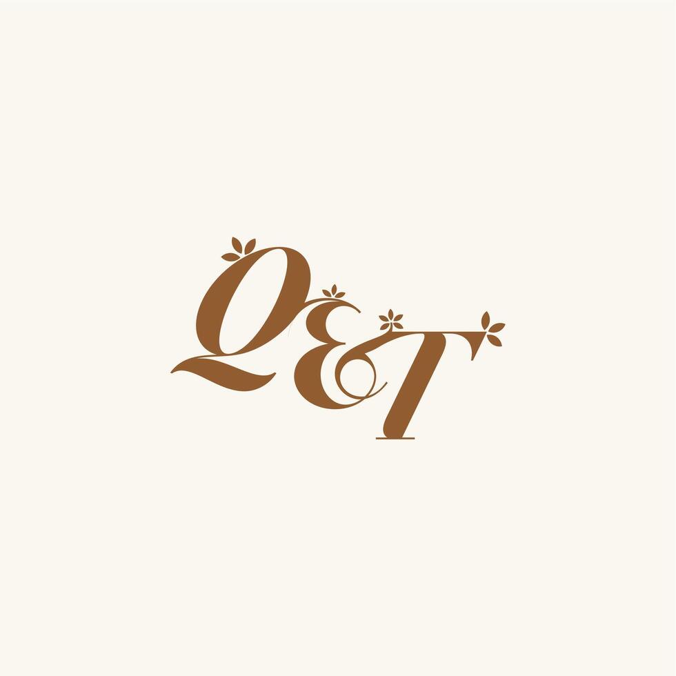 beauty bold monogram leaf logo organic and nature concept QT initial wedding letter vector