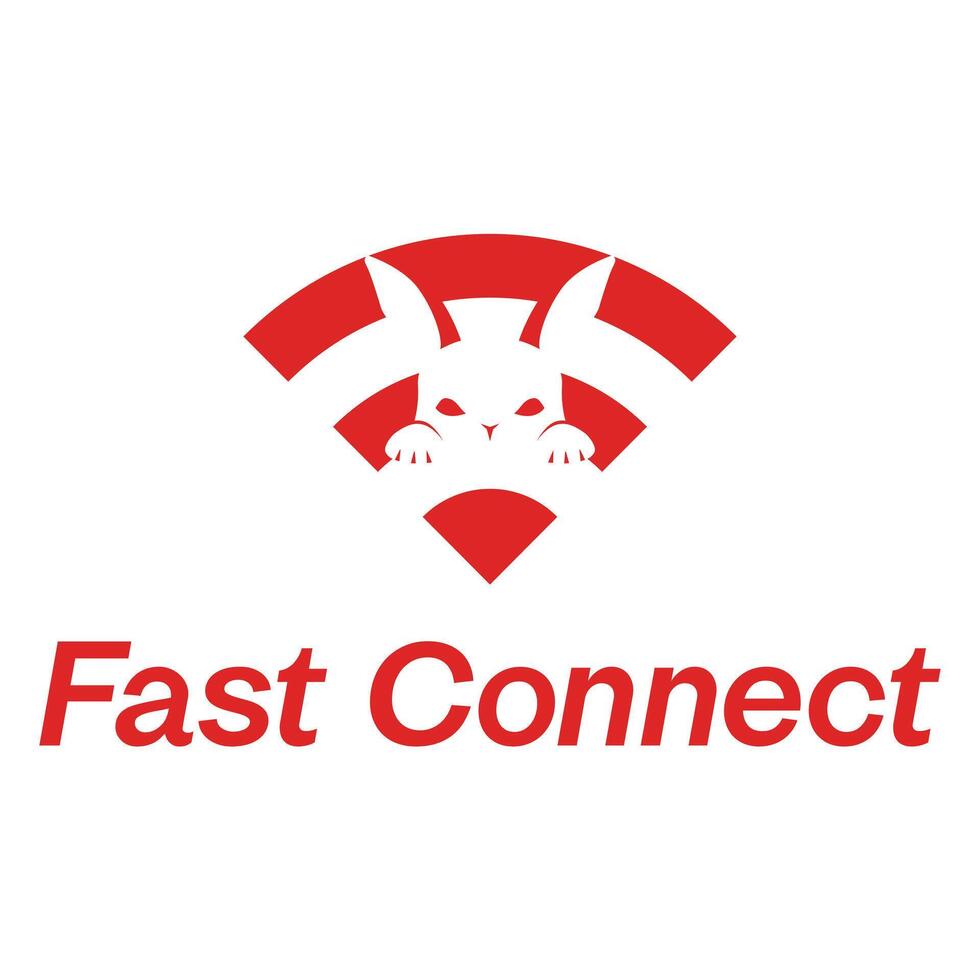 fast connect rabbit minimalist logo design vector